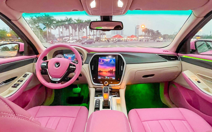 Độ nội thất màu hồng cho xe Vinfast Lux A, Lux SA - Độ Vinfast